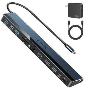 USB C Docking Station Dual Monitor with USB-C 100W Charger, 12-in-1 Laptop Dock with Dual HDMI 4K@30~60Hz, PD 100W, 5Gbps USB Ports*4, SD/TF Slot, Ethernet, Audio for MacBook/Dell/HP/Lenovo/Asus/Acer USB C Docking Station Dual Monitor with USB-C 100W Charger, 12-in-1 Laptop Dock with Dual HDMI 4K@30~60Hz, PD 100W, 5Gbps USB Ports*4, SD/TF Slot, Ethernet, Audio for MacBook/Dell/HP/Lenovo/Asus/Acer