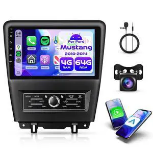 4G+64G Android Car Stereo Radio for Ford Mustang 2010-2014 with Wireless Carplay Android Auto, 9'' Touchscreen Head Unit with GPS Navigation Bluetooth 5G-WiFi FM/RDS EQ-32 Backup Camera SWC 4G+64G Android Car Stereo Radio for Ford Mustang 2010-2014 with Wireless Carplay Android Auto, 9'' Touchscreen Head Unit with GPS Navigation Bluetooth 5G-WiFi FM/RDS EQ-32 Backup Camera SWC