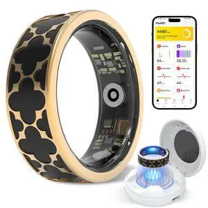 Smart Health Ring for Women & Men,Fitness Tracker Ring,with Heart Rate,Sleep,Blood Oxygen, BloodPressure,HRV & Cycles,IP68 Waterproof,iOS/Android, No Subscription.(Black,8) Smart Health Ring for Women & Men,Fitness Tracker Ring,with Heart Rate,Sleep,Blood Oxygen, BloodPressure,HRV & Cycles,IP68 Waterproof,iOS/Android, No Subscription.(Black,8)