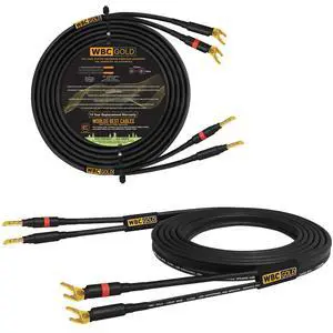 30 Foot WBC-GOLD-LOCAP-SPKR-10 AWG - Low-Capacitance - Low-Inductance - High Purity OFC - Audiophile HiFi Speaker Cable Pair with Eminence Gold Banana (x2) & Spade (x2) Plugs 30 Foot WBC-GOLD-LOCAP-SPKR-10 AWG - Low-Capacitance - Low-Inductance - High Purity OFC - Audiophile HiFi Speaker Cable Pair with Eminence Gold Banana (x2) & Spade (x2) Plugs