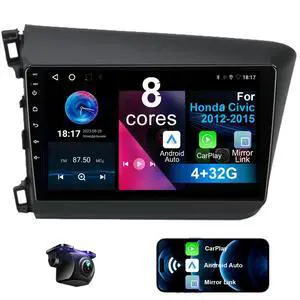 Upgraded Android 14 8 Core Car Radio Stereo for Honda Civic 2012 2013 2014 2015 with Wireless Carplay&Android Auto 4+32G 9" HD Touchscreen, AM/FM/RDS, Backup Camera, SWC Upgraded Android 14 8 Core Car Radio Stereo for Honda Civic 2012 2013 2014 2015 with Wireless Carplay&Android Auto 4+32G 9" HD Touchscreen, AM/FM/RDS, Backup Camera, SWC