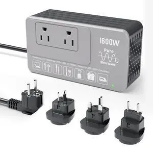 1600W 220V to 110V Converter for European International Travel, Universal Power Plug Adapter Voltage Converter US to Europe, Plug & Play, No Limitations - Power Any American Appliances Overseas 1600W 220V to 110V Converter for European International Travel, Universal Power Plug Adapter Voltage Converter US to Europe, Plug & Play, No Limitations - Power Any American Appliances Overseas