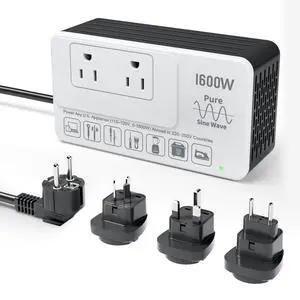 1600W 220V to 110V Converter for European International Travel, Universal Power Plug Adapter Voltage Converter US to Europe, Plug & Play, No Limitations - Power Any American Appliances Overseas 1600W 220V to 110V Converter for European International Travel, Universal Power Plug Adapter Voltage Converter US to Europe, Plug & Play, No Limitations - Power Any American Appliances Overseas