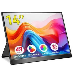 4k Portable Monitor, 14 Inch Portable Monitor USB C, 10-Bit Adobe 95% HDR Game Display with USB C/HDMI/Mini DP Compatible with Laptop/Game Console/PC/Surface 4k Portable Monitor, 14 Inch Portable Monitor USB C, 10-Bit Adobe 95% HDR Game Display with USB C/HDMI/Mini DP Compatible with Laptop/Game Console/PC/Surface