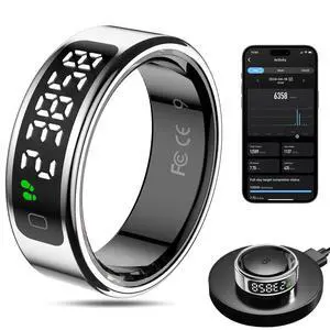 Smart Ring Health Tracker for Men/Women,Fitness Ring Sleep Tracker,Fast Charging for Long-Lasting Use,for Pedometer Exercise,Monitor Sleep, Heart Rate, Stress,Waterproof(Silver2,12) Smart Ring Health Tracker for Men/Women,Fitness Ring Sleep Tracker,Fast Charging for Long-Lasting Use,for Pedometer Exercise,Monitor Sleep, Heart Rate, Stress,Waterproof(Silver2,12)