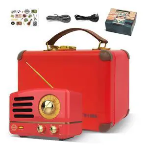 Portable Bluetooth Speaker, OTR Metal Retro Small Wireless Speaker, FM Radio with Antenna AUX, 10h+ Long Playtime, High Fidelity Stereo Audio with Suitcase, Room Office Decor, Festival Gift Portable Bluetooth Speaker, OTR Metal Retro Small Wireless Speaker, FM Radio with Antenna AUX, 10h+ Long Playtime, High Fidelity Stereo Audio with Suitcase, Room Office Decor, Festival Gift