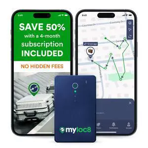 GPS Luggage Tracker for Suitcases TSA Approved, Android & iOS Compatible - Real-Time Tracking Device for Travel - Smart Tag with Bag Opening Alert - Long Battery Life (4-Mo Subscription Included) GPS Luggage Tracker for Suitcases TSA Approved, Android & iOS Compatible - Real-Time Tracking Device for Travel - Smart Tag with Bag Opening Alert - Long Battery Life (4-Mo Subscription Included)