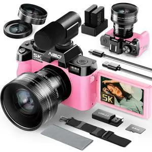 5K Digital Cameras for Photography - 16X Zoom Travel Camera with 180° Flip Screen, 64MP Vlogging Cameras Fotograficas for YouTube, 2 Batteries & 64GB TF Card,Auto Focus, Macro Lens (Pink) 5K Digital Cameras for Photography - 16X Zoom Travel Camera with 180° Flip Screen, 64MP Vlogging Cameras Fotograficas for YouTube, 2 Batteries & 64GB TF Card,Auto Focus, Macro Lens (Pink)