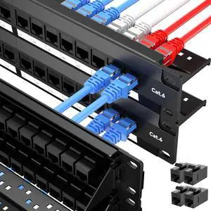 48 Port Patch Panel, Keystone Patch Panel 48 Port Loaded with RJ45 Couplers Plus 4 Spare, 10G Pass-Through, UTP 19-Inch 2U Ethernet Panel with Removable Back Bar for Cat5, Cat5e, Cat6 Cabling 48 Port Patch Panel, Keystone Patch Panel 48 Port Loaded with RJ45 Couplers Plus 4 Spare, 10G Pass-Through, UTP 19-Inch 2U Ethernet Panel with Removable Back Bar for Cat5, Cat5e, Cat6 Cabling