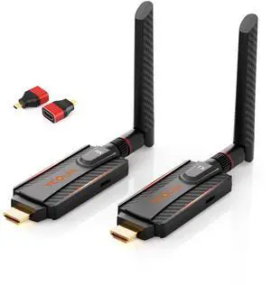 Wireless HDMI Transmitter and Receiver, 1 to 2 Extender Kit 656ft Long Range Stable 1080P,5GHz 0.05s Low Lag with Privacy Button, Plug and Play for Streaming from Camera/TV Box/PC/Laptop to Monitor Wireless HDMI Transmitter and Receiver, 1 to 2 Extender Kit 656ft Long Range Stable 1080P,5GHz 0.05s Low Lag with Privacy Button, Plug and Play for Streaming from Camera/TV Box/PC/Laptop to Monitor
