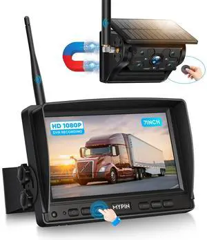 Solar Wireless Magnetic Backup Camera, 9900mAh Battery Powered Rechargeable IP69 Waterproof HD Back Up Rear View Remote Control Camera with 7 Inch 1080P Monitor System for Car Truck Trailer RV VN003 Solar Wireless Magnetic Backup Camera, 9900mAh Battery Powered Rechargeable IP69 Waterproof HD Back Up Rear View Remote Control Camera with 7 Inch 1080P Monitor System for Car Truck Trailer RV VN003