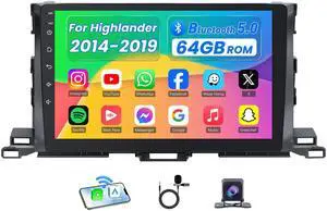 4Core+64G ROM Car Radio for Toyota Highlander 2014-2019 with Wireless CarPlay Android Auto: 5G WiFi Stereo 10.2 Inch Touch Screen 1280 * 800 GPS Navigation Bluetooth SWC FM RDS Radio Backup Camera 4Core+64G ROM Car Radio for Toyota Highlander 2014-2019 with Wireless CarPlay Android Auto: 5G WiFi Stereo 10.2 Inch Touch Screen 1280 * 800 GPS Navigation Bluetooth SWC FM RDS Radio Backup Camera