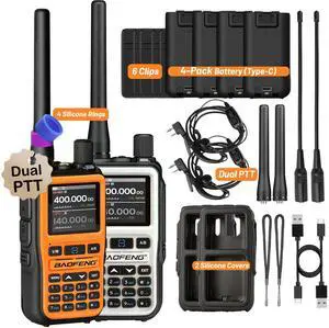UV-5R Mini Ham Radio Dual Band VHF/UHF Radio with Extra Battery Earpiece for Outdoor Work - Rechargeable USB-C Portable Radio for Hiking Backup High-Visibility Orange White UV-5R Mini Ham Radio Dual Band VHF/UHF Radio with Extra Battery Earpiece for Outdoor Work - Rechargeable USB-C Portable Radio for Hiking Backup High-Visibility Orange White