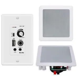5.25 Inch Bluetooth Ceiling Speakers with Wall Mount Control Amplifier Receiver System for Home Living Room Bedroom Bathroom Office (A Pair) 5.25 Inch Bluetooth Ceiling Speakers with Wall Mount Control Amplifier Receiver System for Home Living Room Bedroom Bathroom Office (A Pair)