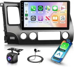 Car Stereo Radio for Honda Civic 2006-2011 Support Wireless Carplay Android Auto 10.1'' HD 1080P Touchscreen with 5Ghz WiFi GPS Navigation EQ AHD Backup Camera FM/RDS Radio SWC 2G+64G Car Stereo Radio for Honda Civic 2006-2011 Support Wireless Carplay Android Auto 10.1'' HD 1080P Touchscreen with 5Ghz WiFi GPS Navigation EQ AHD Backup Camera FM/RDS Radio SWC 2G+64G