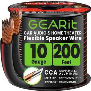 10 Gauge Speaker Wire 200 ft,Speaker Cable with Foot Markers & Polarity Markings,10 Gauge Wire for Car Audio & Home Theater Speakers,Audio Cable for DIY Installations,CCA(Black) 10 Gauge Speaker Wire 200 ft,Speaker Cable with Foot Markers & Polarity Markings,10 Gauge Wire for Car Audio & Home Theater Speakers,Audio Cable for DIY Installations,CCA(Black)