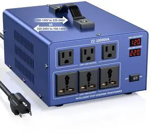 5000W Voltage Converter Transformer Step Up/Down 110V/120V to 220V/240V, Auto Voltage Recognition, Heavy Duty Power Converter with 6 Outlets, LCD Display & Circuit Breaker for Home, International Use 5000W Voltage Converter Transformer Step Up/Down 110V/120V to 220V/240V, Auto Voltage Recognition, Heavy Duty Power Converter with 6 Outlets, LCD Display & Circuit Breaker for Home, International Use