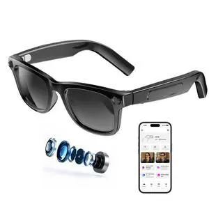 AI Smart Glasses with Camera,8MP Photo Camera Sunglasses,1080P Video Recording Glasses with Dual Mic Noise Cancellation,Bluetooth,Real-Time Translation,for Men Women(Sunglass Lenses) AI Smart Glasses with Camera,8MP Photo Camera Sunglasses,1080P Video Recording Glasses with Dual Mic Noise Cancellation,Bluetooth,Real-Time Translation,for Men Women(Sunglass Lenses)