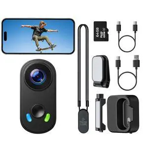 4K Mini Body Camera, Wearable Action Cam with Magnetic Mount, Charging Case, WiFi App Control POV Cam EIS Stabilization, 64GB SD Card, Hands-Free Recording for Vlogging Travel Cycling Motorcycle 4K Mini Body Camera, Wearable Action Cam with Magnetic Mount, Charging Case, WiFi App Control POV Cam EIS Stabilization, 64GB SD Card, Hands-Free Recording for Vlogging Travel Cycling Motorcycle