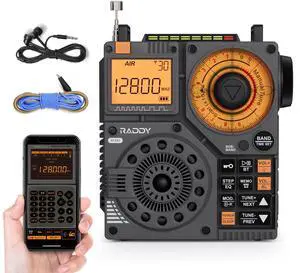 RF320 App Control Shortwave Radio, All-Band Receiver, Black | AIR/FM/AM/VHF/SW/WB coverage, 9.85 ft wire antenna included, rechargeable battery RF320 App Control Shortwave Radio, All-Band Receiver, Black | AIR/FM/AM/VHF/SW/WB coverage, 9.85 ft wire antenna included, rechargeable battery