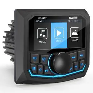 Waterproof Marine Bluetooth Radio for Boat - Marine Gauge Stereo Receiver | 3 Inch LCD Display Backup Camera Input USB AUX 4 Zones Subwoofer Pre-Amp AM FM Radio for ATVs UTVs SXS Waterproof Marine Bluetooth Radio for Boat - Marine Gauge Stereo Receiver | 3 Inch LCD Display Backup Camera Input USB AUX 4 Zones Subwoofer Pre-Amp AM FM Radio for ATVs UTVs SXS