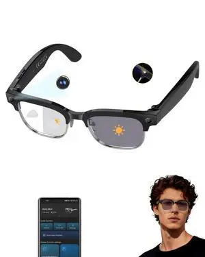 AI Smart Glasses with Camera 1080P POV Video Recording Photochromic | Real-time audio translation & open-ear Bluetooth music call AI Smart Glasses with Camera 1080P POV Video Recording Photochromic | Real-time audio translation & open-ear Bluetooth music call