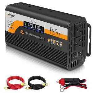 XUYUAN 1000W Pure Sine Wave Inverter 12V/24V for RV Camping Truck Emergency | 12V/24V Auto-Detect to 110V,50Hz/60Hz Switchable,LCD Display,Type-C Fast Charge,Safe&Silent for RV,Camping,Emergency Backu XUYUAN 1000W Pure Sine Wave Inverter 12V/24V for RV Camping Truck Emergency | 12V/24V Auto-Detect to 110V,50Hz/60Hz Switchable,LCD Display,Type-C Fast Charge,Safe&Silent for RV,Camping,Emergency Backu