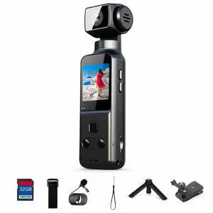 4K Pocket Body Camera with Audio & Video Recording, EIS Stabilization | 270° Rotating Len, Handheld POV Cameras with External Microphone, Vlogging Camera for Travel, Meeting, Daily Use(32GB) 4K Pocket Body Camera with Audio & Video Recording, EIS Stabilization | 270° Rotating Len, Handheld POV Cameras with External Microphone, Vlogging Camera for Travel, Meeting, Daily Use(32GB)