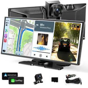 11.5" Largest Wireless Carplay Screen for Car, Portable Apple Carplay & Android Auto Touch Screen, 4K Dash Cam/App Control/1080p Backup Camera/Mirror Link/Voice Control/GPS/Bluetooth,for All Vehicles 11.5" Largest Wireless Carplay Screen for Car, Portable Apple Carplay & Android Auto Touch Screen, 4K Dash Cam/App Control/1080p Backup Camera/Mirror Link/Voice Control/GPS/Bluetooth,for All Vehicles