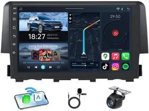 8Core Car Radio for Honda Civic 2016-2021: 9" HD Touchscreen Stereo with Wireless Carplay Android Auto GPS Bluetooth FM 36EQ DSP RDS SWC Mirror Link, 1080P Backup Camera 8Core Car Radio for Honda Civic 2016-2021: 9" HD Touchscreen Stereo with Wireless Carplay Android Auto GPS Bluetooth FM 36EQ DSP RDS SWC Mirror Link, 1080P Backup Camera