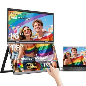 16 Inch Dual Touchscreen Portable Monitor, Laptop Screen Extender, 1920×1200 IPS 99% sRGB, USB-C & HDMI Plug&Play for Mac Windows Office Gaming Travel 16 Inch Dual Touchscreen Portable Monitor, Laptop Screen Extender, 1920×1200 IPS 99% sRGB, USB-C & HDMI Plug&Play for Mac Windows Office Gaming Travel