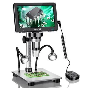 7'' IPS Digital Microscope 1200X DM9 Coin Microscope with Lights | 16MP Camera Sensor, 10 LED Light, Wired Remote, Compatible with Windows/Mac OS 7'' IPS Digital Microscope 1200X DM9 Coin Microscope with Lights | 16MP Camera Sensor, 10 LED Light, Wired Remote, Compatible with Windows/Mac OS