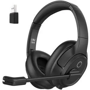 Bluetooth Headset for PC, Wireless Computer Headphone with AI-Powered Environmental Noise Cancelling Microphone & 2.4G USB Dongle, 55H Playtime, Over Ear Comfort Office Headset for Work, Laptop, Zoom Bluetooth Headset for PC, Wireless Computer Headphone with AI-Powered Environmental Noise Cancelling Microphone & 2.4G USB Dongle, 55H Playtime, Over Ear Comfort Office Headset for Work, Laptop, Zoom