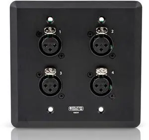 SoundTools WallCAT Female XLR Black 4 Channel XLR Wall Plate | Shielded CAT5/6/7 Cables Supports Analog Audio AES3 DMX and Intercom No Solder Installation with Durable Aluminum Finish SoundTools WallCAT Female XLR Black 4 Channel XLR Wall Plate | Shielded CAT5/6/7 Cables Supports Analog Audio AES3 DMX and Intercom No Solder Installation with Durable Aluminum Finish
