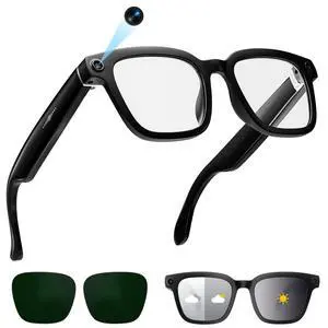 Smart Glasses with Camera, 1080P Video Recording Glasses for Life | 165 Languages Real Time Translation, AI Voice Assistant, Open-Ear Audio,Sunglasses with Color-Changing Clear&Green Lenses Smart Glasses with Camera, 1080P Video Recording Glasses for Life | 165 Languages Real Time Translation, AI Voice Assistant, Open-Ear Audio,Sunglasses with Color-Changing Clear&Green Lenses