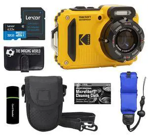 Kodak PIXPRO WPZ2 Rugged Waterproof Shockproof Dustproof WiFi Digital Camera 16MP 4X Optical Zoom 1080P Full HD Video Vlogging Camera 2.7" LCD (Yellow) + 32GB Card + Case + Floating Strap + Bundle Kodak PIXPRO WPZ2 Rugged Waterproof Shockproof Dustproof WiFi Digital Camera 16MP 4X Optical Zoom 1080P Full HD Video Vlogging Camera 2.7" LCD (Yellow) + 32GB Card + Case + Floating Strap + Bundle