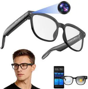 Smart Glasses with Camera, 1080P HD Video Recording Camera Glasses, Bluetooth Open-Ear Audio Smart Glasses, AI Voice Assistant, Dual Cameras, Touch Control for Driving, Cycling, Travel Smart Glasses with Camera, 1080P HD Video Recording Camera Glasses, Bluetooth Open-Ear Audio Smart Glasses, AI Voice Assistant, Dual Cameras, Touch Control for Driving, Cycling, Travel