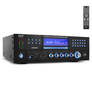 4-Channel Wireless Bluetooth Power Amplifier - 1000W Stereo Speaker Home Audio Receiver w/FM Radio, USB, Headphone, 2 Microphone w/Echo, Front Loading CD DVD Player, LED, Rack Mount, Black | Home Audi 4-Channel Wireless Bluetooth Power Amplifier - 1000W Stereo Speaker Home Audio Receiver w/FM Radio, USB, Headphone, 2 Microphone w/Echo, Front Loading CD DVD Player, LED, Rack Mount, Black | Home Audi
