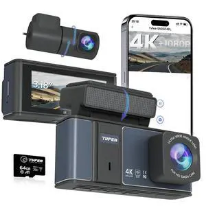 4K Dash Cam Front and Rear | 3840P UHD Dual Dash Camera for Cars with WiFi & 64GB Card | 3.18" IPS Screen, Zinc Alloy Metal Shell, Super Night Vision, G-Sensor, 24H Parking Mode 4K Dash Cam Front and Rear | 3840P UHD Dual Dash Camera for Cars with WiFi & 64GB Card | 3.18" IPS Screen, Zinc Alloy Metal Shell, Super Night Vision, G-Sensor, 24H Parking Mode