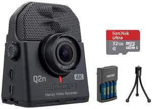 Q2n-4K Handy Video Recorder with 32GB Ultra Memory Card, Tabletop Tripod & Charger (4 AA NiMH Battery) Bundle Q2n-4K Handy Video Recorder with 32GB Ultra Memory Card, Tabletop Tripod & Charger (4 AA NiMH Battery) Bundle