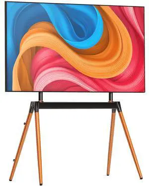 Easel TV Stand for 32-86 Inch LCD LED Flat or Curved Screen up to 132 lbs, Height Adjustable Tripod TV Floor Stand with Wood Legs and Cable Ties Easel TV Stand for 32-86 Inch LCD LED Flat or Curved Screen up to 132 lbs, Height Adjustable Tripod TV Floor Stand with Wood Legs and Cable Ties