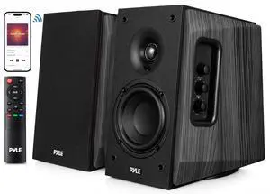 Powered Bookshelf Speaker System with Bluetooth, 80W Active Stereo Speakers, Bass Reflex Natural Wood Cabinet, Hi Def ARC, Optical, Coax, Subwoofer Out, for Entertainment, Studio (Pair) Powered Bookshelf Speaker System with Bluetooth, 80W Active Stereo Speakers, Bass Reflex Natural Wood Cabinet, Hi Def ARC, Optical, Coax, Subwoofer Out, for Entertainment, Studio (Pair)
