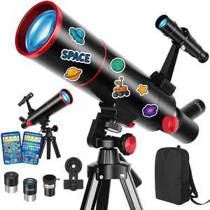 Telescope for Kids & Adults,80mm Aperture 500mm Portable Refractor | High Powered (20X-150X), Astronomy Telescope for Beginners with Tripod, Phone Adapter, Backpack & Stickers (Black) Telescope for Kids & Adults,80mm Aperture 500mm Portable Refractor | High Powered (20X-150X), Astronomy Telescope for Beginners with Tripod, Phone Adapter, Backpack & Stickers (Black)