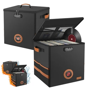 2-Pack Vinyl Record Storage Box with Lock, CollapsibleStackable Album Collection Display DIY Box, FireproofWater Resistant LP Record Storage Crate Holds 100+ Records, 7/10/12 Inch Vinyl Record Case 2-Pack Vinyl Record Storage Box with Lock, CollapsibleStackable Album Collection Display DIY Box, FireproofWater Resistant LP Record Storage Crate Holds 100+ Records, 7/10/12 Inch Vinyl Record Case