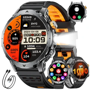 Military Smart Watches for Men(3 Bands),1000mAh Battery/1.7" HD Large Screen Smartwatch, LED Flashlight/120+ Sports Modes/Sleep Monitor, IP68 Waterproof Fitness Tracker Watch for Android iOS,Black Military Smart Watches for Men(3 Bands),1000mAh Battery/1.7" HD Large Screen Smartwatch, LED Flashlight/120+ Sports Modes/Sleep Monitor, IP68 Waterproof Fitness Tracker Watch for Android iOS,Black
