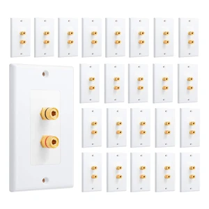 24 Pcs Speaker Wall Plate Gold Plated 2 Connector Banana Plug Wall Plate for in-Wall Speaker Wire, Surround Sound & Audio Systems 24 Pcs Speaker Wall Plate Gold Plated 2 Connector Banana Plug Wall Plate for in-Wall Speaker Wire, Surround Sound & Audio Systems