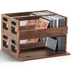 4 Set Retro CD Storage Box, Holds 144 CDs(36 Each), Vintage Brown Metal & Wood CD Shelf Holder with Magnetic Front Flap and Handles, Cassette Tape,DVD,Movie Cases Rack Organizer 4 Set Retro CD Storage Box, Holds 144 CDs(36 Each), Vintage Brown Metal & Wood CD Shelf Holder with Magnetic Front Flap and Handles, Cassette Tape,DVD,Movie Cases Rack Organizer