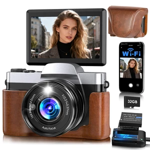 4K Digital Camera for Photography, 64MP WiFi Vlogging Camera for YouTube 3'' 180° Flip Screen,Autofocus,16X Zoom Anti-Shake, 32GB Card, 2 Batteries & Case,Compact Travel Point and Shoot Cameras 4K Digital Camera for Photography, 64MP WiFi Vlogging Camera for YouTube 3'' 180° Flip Screen,Autofocus,16X Zoom Anti-Shake, 32GB Card, 2 Batteries & Case,Compact Travel Point and Shoot Cameras