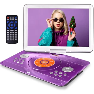 Portable DVD Player for Kids Road Trip, 14.1" Swivel Screen, 5000mAh 6-Hour Playtime, Car Charger, Support USB, SD, TV Sync for Family Movie Night, Dual Speakers, Multi-Format, Purple Portable DVD Player for Kids Road Trip, 14.1" Swivel Screen, 5000mAh 6-Hour Playtime, Car Charger, Support USB, SD, TV Sync for Family Movie Night, Dual Speakers, Multi-Format, Purple