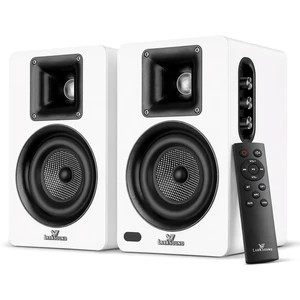 Active Bookshelf Speakers for Turntable, Powered PC Desktop & TV Audio, Aluminum Horn Tweeter, 4" Woven Glass Fiber Woofer, Built-in Amp, BT/Opt/ARC/AUX/USB, White Active Bookshelf Speakers for Turntable, Powered PC Desktop & TV Audio, Aluminum Horn Tweeter, 4" Woven Glass Fiber Woofer, Built-in Amp, BT/Opt/ARC/AUX/USB, White
